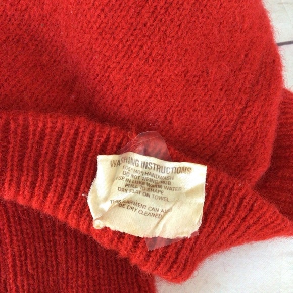 Alan Pain Chunky Red Shetland Wool Vintage Unisex Pullo Size M Sweater - Picture 7 of 8